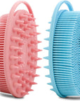 2 Pack Silicone Body Scrubber, Loofah Double-Sided Body Brush,Shower Scrubber and Scalp Massager Shampoo Brush for Sensitive Kids Women Men All Kinds of Skin (Pink & Blue)