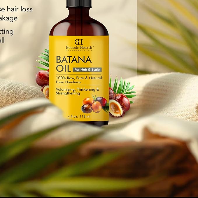 Botanic Hearth 100% Pure Batana Oil For Hair Growth | Infused with Batana Kemel Oil | Hair Oil Repairs Dry Damaged Hair, Strengthening, Healthier - Hair Tonic, 4.0 fl oz (pack of 2)