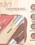 3 Pcs Cream Waterproof Blush Contour Highlighter Stick Finishing Makeup