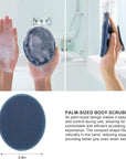 Food-Grade Soft Silicone Body Cleansing Brush Shower Scrubber, Gentle Exfoliating and Massage for All Kinds of Skin (Dark Blue)