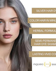 Fvquhvo Silver Gray Hair Dye Shampoo, Hair Color Shampoo for Women Men, Silver Hair Shampoo, Champu Para Canas, Works in Minutes, Long Lasting Natural Color, Easy to Use, 16.90 Fl Oz