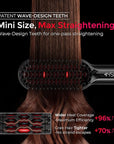 TYMO Hair Straightener Brush - Upgraded Ionic Compact Straightening Brush for Women with Wave-Design Bristles, Fast, Smooth Styling, Lightweight Hot Comb & Travel Flat Iron, 1 Billion Ions, Black