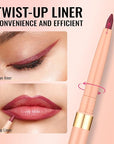 Oulac Black Lip Liner Pencil, 2in1 Retractable Makup Crayon for Lipliner and Eyeliner, Highly Pigmented, Smooth, Long Lasting and Waterproof Formula, Vegan Beauty, 01 Noir