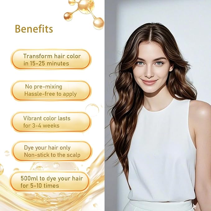 Blonde Brown Hair Dye Shampoo, Hair Color Shampoo for Women Men, Long Lasting Brown Hair Dye, Shampoo Para Pintar el Cabello, Easy to Use, Colors Hair in Minutes, 16.90 Fl Oz