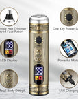 Soonsell Men's Professional Hair Clippers & Trimmer Set with T-Blade, Nose Trimmer, Foil Shaver and LCD Display Display(Bronze