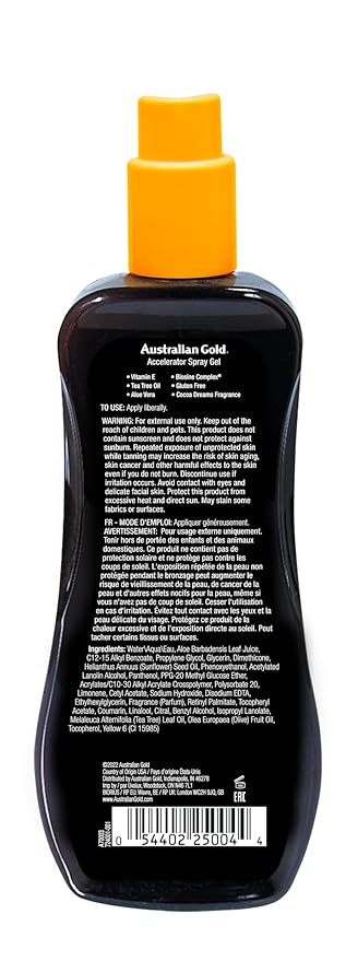 Australian Gold Dark Tanning Accelerator Spray Gel, 8 Ounce | Moisturize & Hydrate Skin | New Packaging Same Great Formula (a70003)