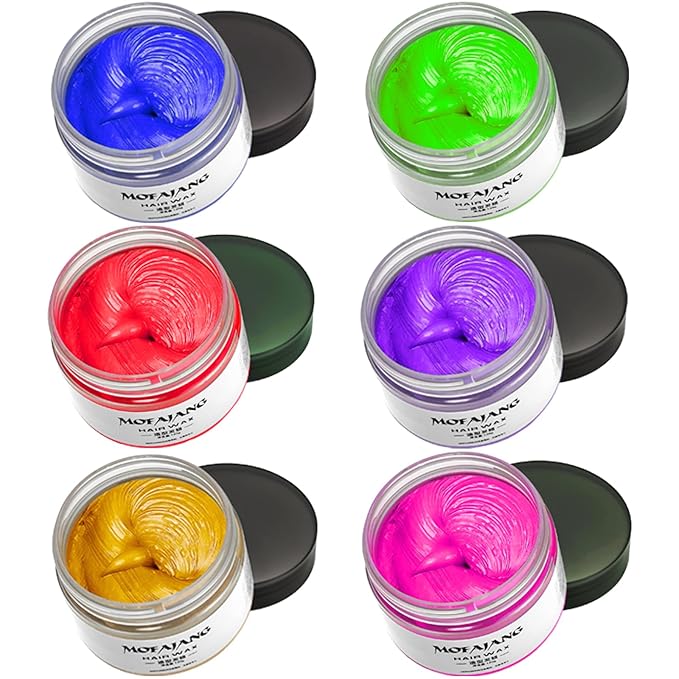 Temporary Hair Color Chalk For Kids, Hair Wax Color For 4 5 6 7 8 9 Year Old Girl Gifts, Birthday,Party, Cosplay DIY, Children's Day, Halloween, Christmas (6, Red Pink Gold Blue Green Purple)