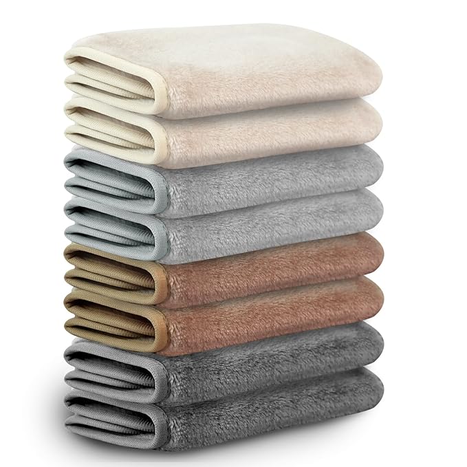 Nugilla Makeup Remover Cloths, 8 Pack Reusable Face Wash Cloths, Soft Microfiber Face Cloth for Women (Neutrals)