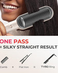Hair Straightener Brush, TYMO Ring Hair Straightener Comb Straightening Brush for Women with 5 Temps 20s Fast Heating & Dual Voltage, Gold