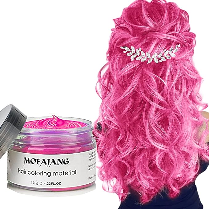 Pink Temporary Hair Wax Color 4.23 oz - Easy Washout Temporary Hair Color Wax for Halloween Cosplay, Party (Pink, Pink)