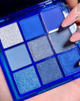 9-Color Glitter Matte Eyeshadow Palette, Silver Grey, Light Blue, Highly Pigmented Waterproof Corpse Bride Makeup for Blue Eyes