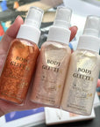 MAEPEOR Body Glitter Spray 4 Colors Quick-Drying and Non-Sticky Body Glitter Spray Moisturizing Bronze Body Shimmer for Face Hair Body (80ML, 03 Golden Brown)