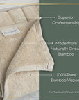 Vanilla Facial Washcloths Set of 6 Soft Cloths 10” x 10” 100% Viscose Derived from Bamboo Spa-Like Feel Silky Face Cloth for Skin Cleansing