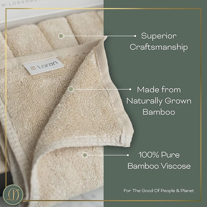 Vanilla Facial Washcloths Set of 6 Soft Cloths 10” x 10” 100% Viscose Derived from Bamboo Spa-Like Feel Silky Face Cloth for Skin Cleansing