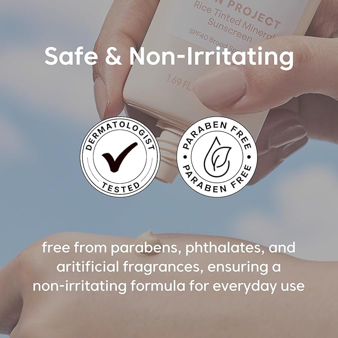 THANKYOU FARMER Sun Project Rice Tinted Mineral Sunscreen SPF40 Broad Spectrum - Korean Face Sunscreen with Zinc Oxide - Tinted SPF with No White Cast, Dermatologist-Tested - 1.69 fl oz