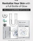 SNP Real Active Glutathione Ampoule Sheet Mask | Vegan Face Mask with Glutathione & Niacinamide | Revitalizing and Balancing for All Skin Types | Korean Face Masks Skincare | 10 Sheets