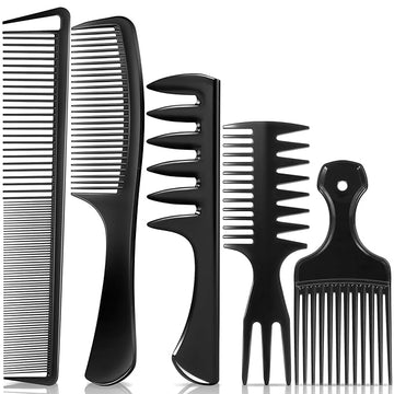 SALONSILK 5Pcs Combs for Men, Hair Pick Comb Set for Afro Black Mens Curls, Wide Tooth Medium Toothed Styling Dressing for Twist Detangler Natural Hair