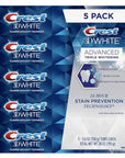 Crest 3D White Advance Whitening Flavoride Anticavity Toothpaste 5 Pack 5.6 Oz Net Wt 28 Oz
