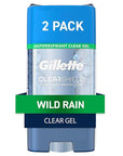 Gillette Antiperspirant and Deodorant for Men, 72hr Sweat & Odor Protection, Long Lasting Freshness, Anti-White Mark Technology, Clear Gel, Wild Rain Scent, 3.8 oz (Pack of 2)