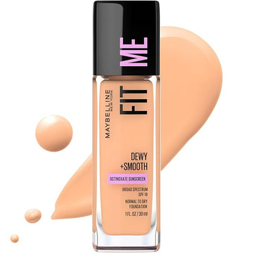 Maybelline Fit Me Dewy + Smooth Liquid Foundation Makeup, Buff Beige, 1 Count (Packaging May Vary)