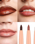 Oulac Waterproof Lipliner Pencil Set - Smooth and Creamy, Retractable Lip Makeup for Precision Application, Vegan & Cruelty-Free, 03 Teddy+06 Body Talk+LL03 Naked Liner