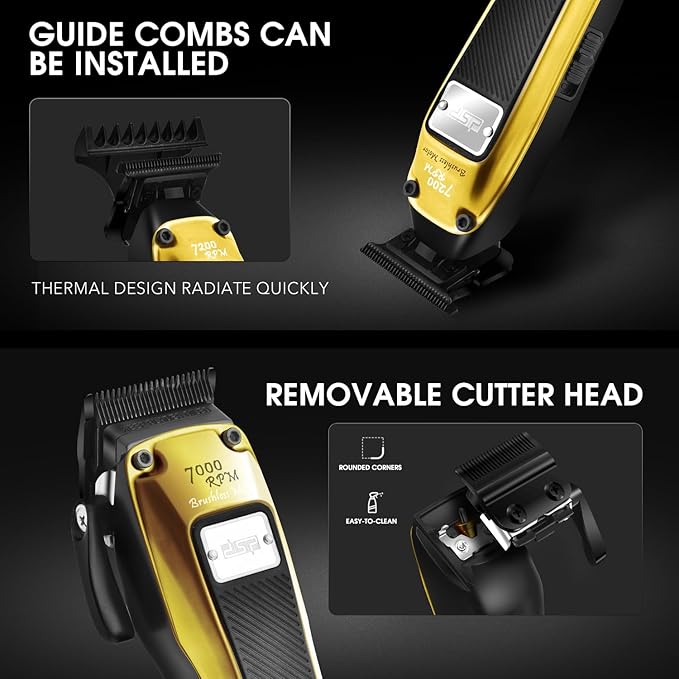 DSP Hair Clipper for Men Professional, BLDC Motor & DLC Coated Detachable Blade, Cordless Hair Trimmer Set for Barber with Charging Base, Men Hair Product Gift Set