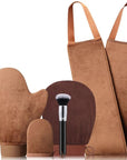 5-Piece Self Tanning Mitt Kit with Self Tanner Back Applicator, Self Tanning Brush, Exfoliating Mitt & Accessories for Flawless Tan