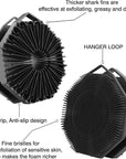 iTokGoK® Premium Silver-Infused Dual-Sided Design 2-in-1 Silicone Body Scrubber for Shower,Body Brush Buffer Scrubber for Men and Women for All Skin, Ergonomic No-Slip Handle, Easy to Clean - Black