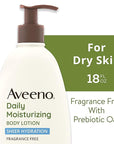 Aveeno Sheer Hydration Daily Moisturizing Fragrance-Free Lotion with Nourishing Prebiotic Oat, Fast-Absorbing Body Moisturizer for Dry Skin with Lightweight, Breathable Feel, 18 fl. oz (Pack of 2)