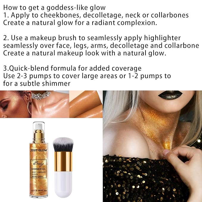 Shimmer Body Oil, Face and Body Liquid Luminizer