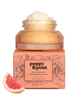 Poppy & Pout Natural Lip Scrub, Moisturizing Sugar Scrub for Dry Lips, Lip Scrubber Exfoliator with Essential Oils Smooths and Hydrates Lips, In Recyclable Glass Jars, Cruelty Free - Pink Grapefruit