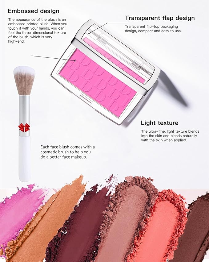 Powder Blush Palette, Matte Powder Makeup Blush for Enhancing -#Coral