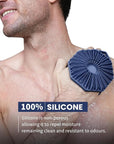 iTOKGOK® Premium 2-in-1 Silver-Infused Silicone Body Scrubber, Double-Sided Design Body Brush Silicone Body Scrubber Exfoliating Body Brushes for Sensitive Skin for Showering, Silicone Loofah - Blue