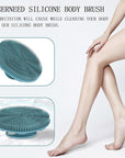 INNERNEED Food-Grade Soft Silicone Body Scrubber Shower Brush Handheld Cleansing Skin Brush, Gentle Exfoliating and Lather Well (Dark Green)