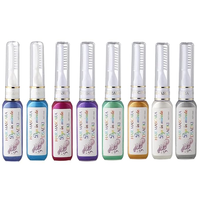 Temporary Hair Color Mascara Washable Hair Dye Stick Non-toxic Instant Hair Chalk Dye for Girls Women (8PCS MULTI)