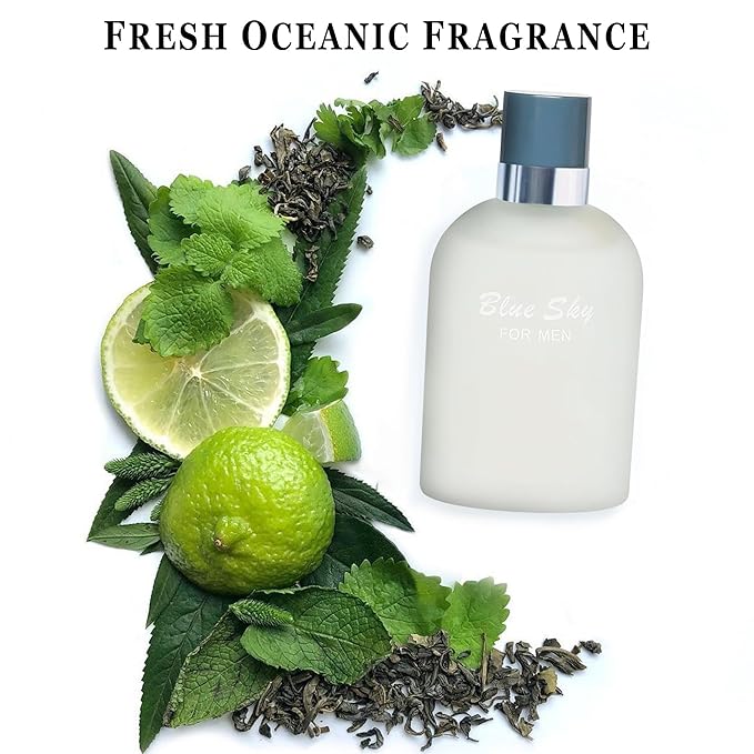 Men Cologne Set (3.4oz/100ml x 2PCS) Eau De Perfume Natural Spray Notes of Woody, Spicy, Citrus & Aromatic Long Lasting Fragrance for Daily Use (SeanBou&BlueSkyM)