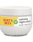 Burt's Bees Calming Night Cream, With Aloe and Rice Milk, Face Moisturizer For Sensitive Skin Infuses Skin With Moisture While You Sleep, 98.8 Percent Natural Origin, 1.8 oz. Tub