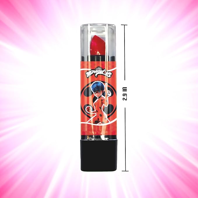 Miraculous Ladybug Cosmetic Lipstick Set - 7 Fruit Scented Color-Changing Lipsticks for Kids - Transforming Lipsticks Turn Pink - Magic Lipsticks Gift Set - Safe & Fun Makeup Kit