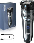 Electric Shaver for Men, 100% Washable Rechargeable Waterproof Electric Razor Wet & Dry Shaving with Pop-up Trimmer, 1 Hour Fast Charging, 4D Floating Head, LCD Power Indicator