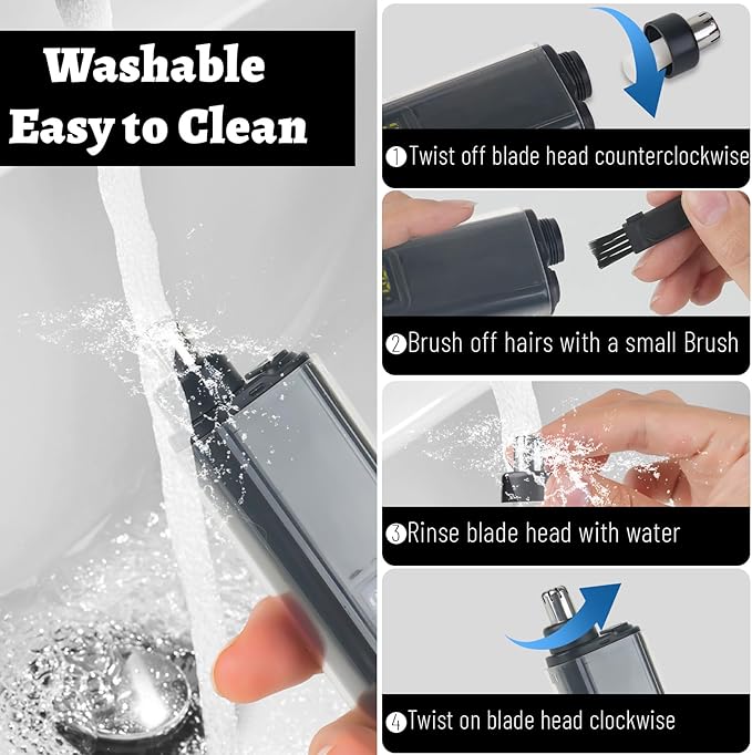 Nose and Ear Hair Trimmer for Men, 2025 Nose Hair Trimmer Clipper with LED Display for Women, Professional IPX7 Waterproof Dual Edge Blades Nasal Trimmer Clippers for Travel (Black)