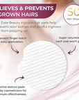 Ingrown Hair Treatment & Exfoliating Pads – 50 Pre-Soaked Wipes for Razor Bumps Treatment for Women – Skin-Smoothing Formula for Face, Neck, Underarms & Bikini Area