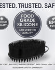Avilana Silicone Body Scrubber – Gentle Shower Brush & Loofah Alternative- Food Grade & Lab Tested – Fast-Drying, Hygienic, BPA-Free Silicone Body Gentle Exfoliator (Black, Scalp)