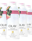 Olay Body Wash for Women, Fresh Radiance, Refreshing & Renewing, Made with Plant Based Cleansers, B3 Botanical Complex, For All Skin Types, Watermelon & Agave Scent, 22 fl oz (Pack of 4)