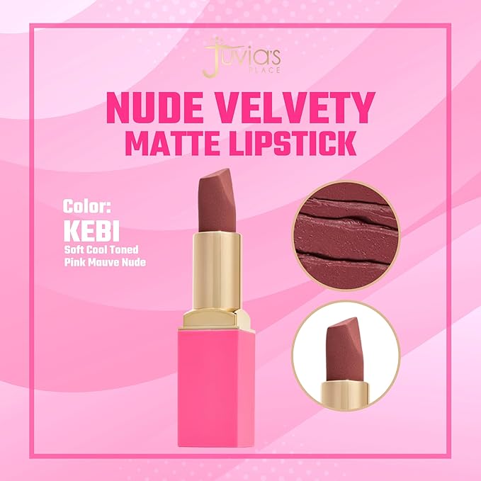 Juvia's Place The Nude Velvety Matte Lipstick Kebi - Nude, Long-lasting, Rich-Color Lip Makeup, Creamy Lipstick with Matte Finish, Beauty & Lip Products