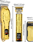 Professional Hair Clipper Set for Men Electric Shaver Razor Cordless Hair Cutting Barber Clippers Beard Trimmer Men’s Grooming Kit Gifts for him (Gold)