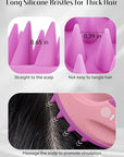 HEETA Scalp Massager with Soft Silicone Bristles for Hair Growth, Dandruff Removal, Itching Relief - Shampoo Brush for Hair Care and Relaxation (Coral Pink & Green)