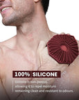 iTokGoK® Premium Silver-Infused Double-Sided Design 2-in-1 Silicone Body Brush Scrubber,Body Buffer Scrubber for Sensitive Skin, Ergonomic No-Slip Handle, Long-Lasting & Easy to Clean - Burgundy