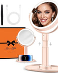 B Beauty Planet Makeup Mirror with Lights, Lighted Magnifying Mirror 30X with 3 Lighting and Adjustable Brightness, 2-Sided Height Adjustable Vanity Mirror for Bathroom, Gifts for Women Pink