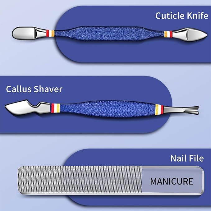 Nail Clippers Set - 19 Piece Manicure & Pedicure Kit, Stainless Steel Fingernail & Toenail Tools with Luxurious Travel Case for Men & Women