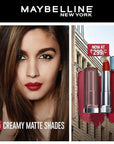 Maybelline Color Sensational Lipstick, Lip Makeup, Matte Finish, Hydrating Lipstick, Nude, Pink, Red, Plum Lip Color, Lust for Blush, 1 Count